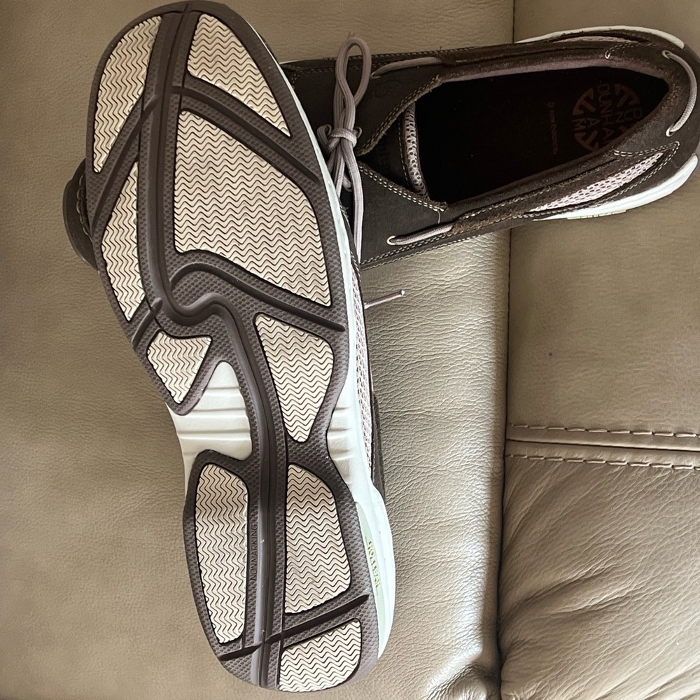 Dunham Chocolate Brown Boat Shoes with Cream Soles